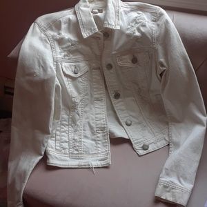 American eagle white distressed denim jacket